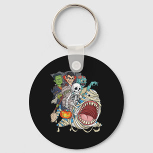 Skeleton Zombie Riding Mummy Shark Vampire Hallowe Keychain