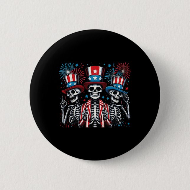Skeletons 4th Of July Funny Independence Day 3  2 Inch Round Button (Front)