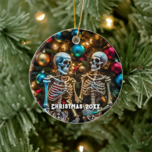 Skeletons and Colourful Ornaments Christmas 