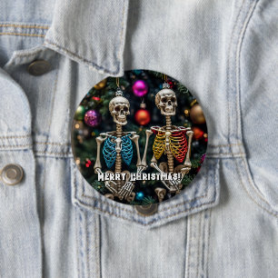 Skeletons and Colourful Ornaments Christmas 4 Inch Round Button