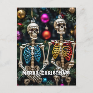 Skeletons and Colourful Ornaments Christmas  Postcard