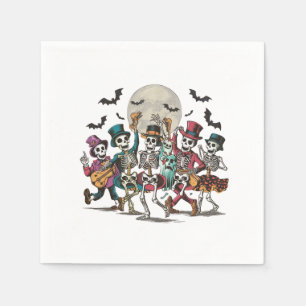 Skeletons and ghosts dancing under a full moon napkin