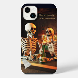 Skeletons at a bar iPhone 14 plus case