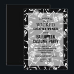 Skeletons Black Halloween Party Invitations<br><div class="desc">Skeletons on a black background and your party details in chic lettering,  these invitations are fun for a Halloween costume party invitations,  Halloween birthday party invitations,  just change the wording to fit your occasion.</div>