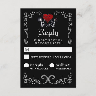 Skeletons blancs noirs d'Halloween avec RSVP de co