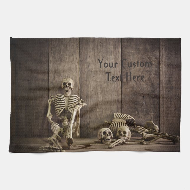 Skeletons custom text kitchen towel (Horizontal)