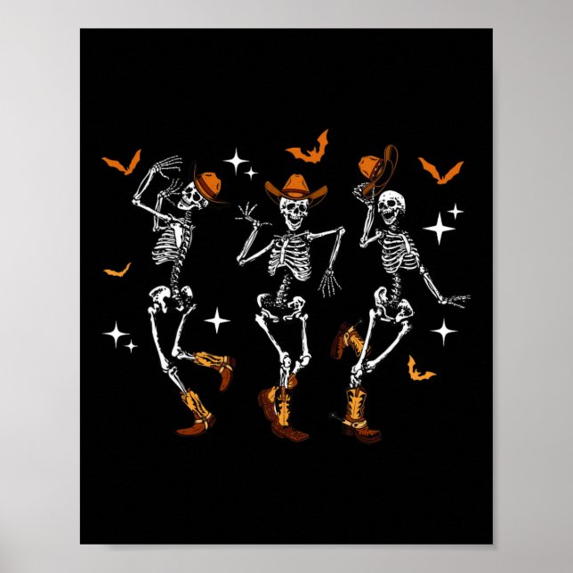 Skeletons Dance Cowboy Western Halloween Costume M Poster (Front)
