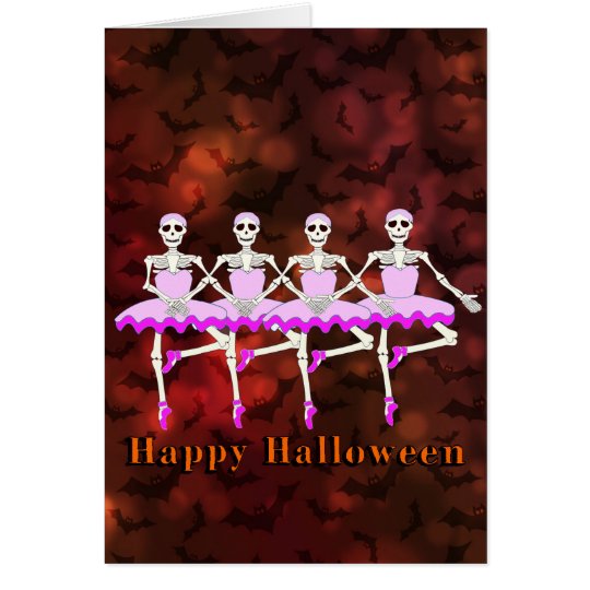 Skeletons Dancing Ballet "Happy Halloween" Card