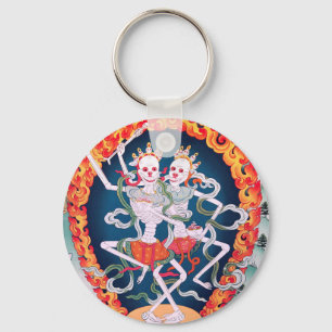 Skeletons Dancing Tibetan Buddhist Art Keychain