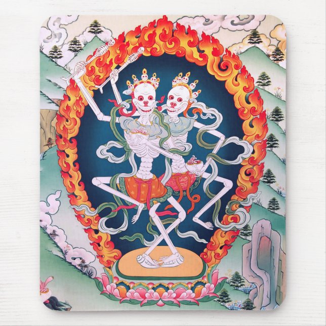 Skeletons Dancing Tibetan Buddhist Art Mouse Pad (Front)