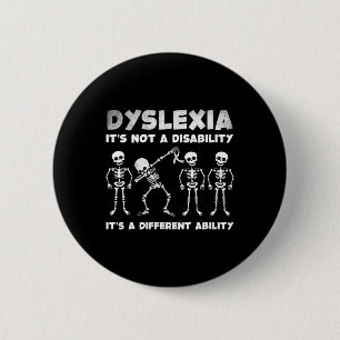 Skeletons Dyslexia Awareness Halloween Costume 2 Inch Round Button