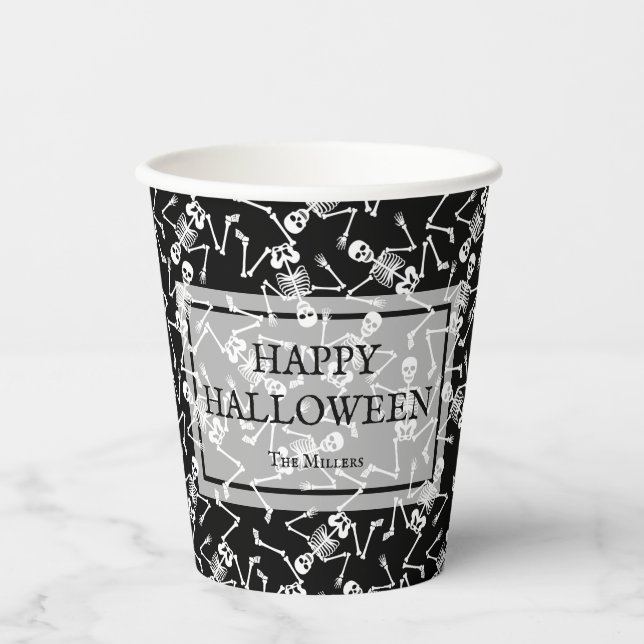 Skeletons Happy Halloween Paper Cups (Front)