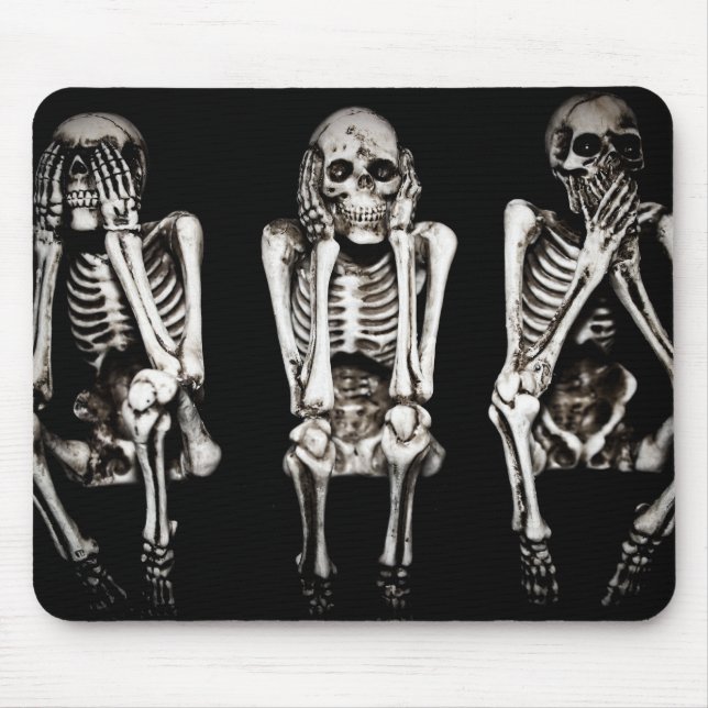 Skeletons Hear No Evil, See No Evil, Speak No Evil Mouse Pad (Front)