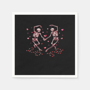 Skeletons Holding Hands Heart Valentines Day Desig Napkin