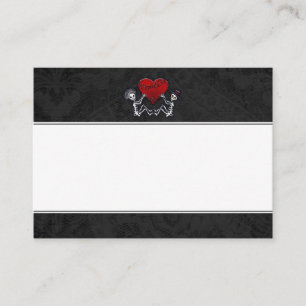 Skeletons Holding Red Heart BLANK Place Cards