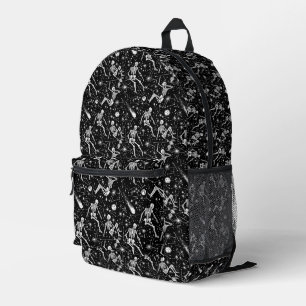 Skeletons in space background  printed backpack