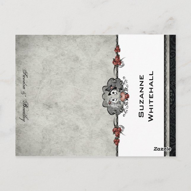 Skeletons mariages Grey AJOUTER NOM Pliage Carte d (Dos)