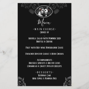 Skeletons Mariages noirs et blancs Menu Rose noir