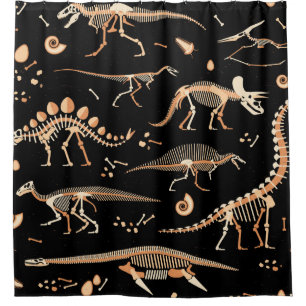 Skeletons of dinosaurs and fossils pattern