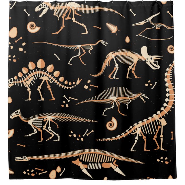 Skeletons of dinosaurs and fossils pattern (Front)