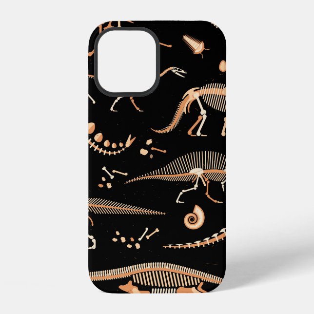 Skeletons of dinosaurs and fossils pattern iPhone case (Back)