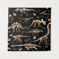 Skeletons of dinosaurs and fossils pattern