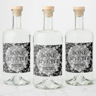 Skeletons on Black Liquor Bottle Label