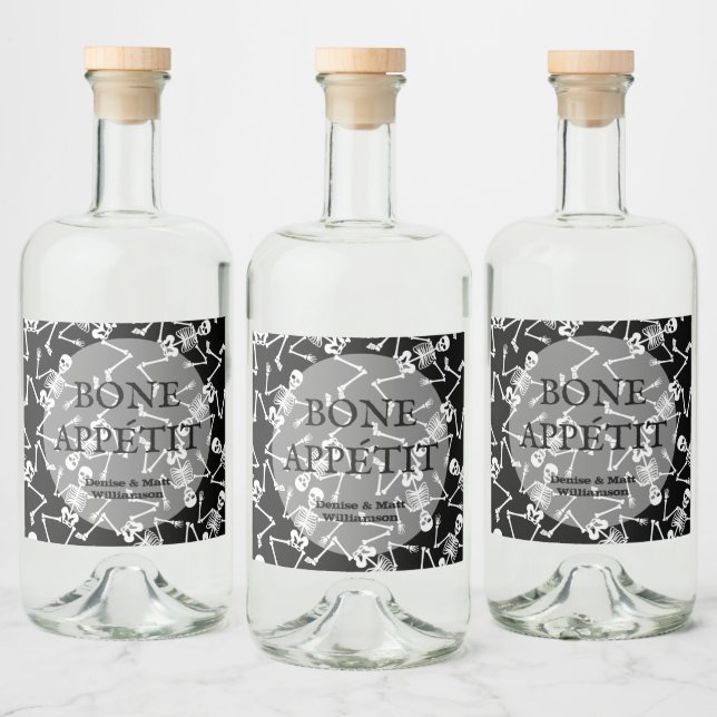 Skeletons on Black Liquor Bottle Label (Bottles)