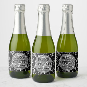 Skeletons on Black Mini Sparkling Wine Label