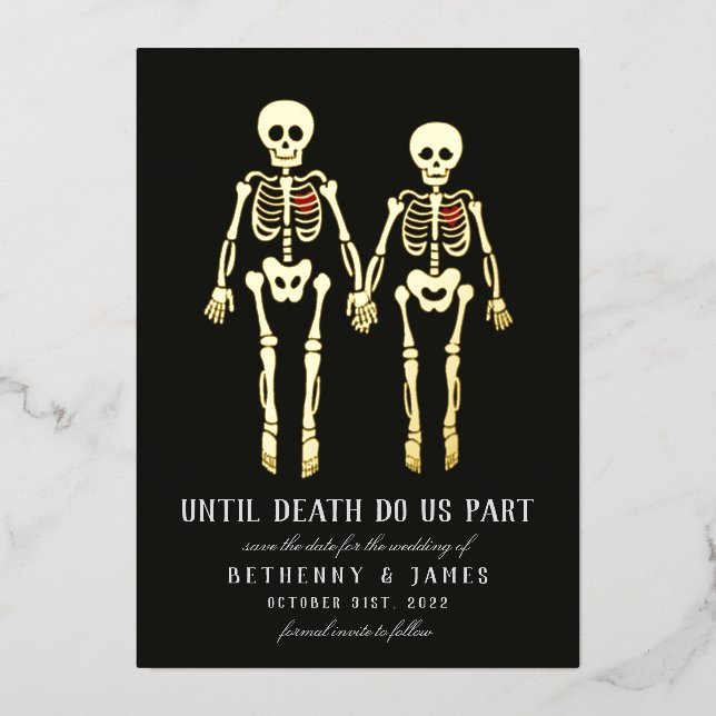 Skeletons romantiques Foil Invitation (Recto)