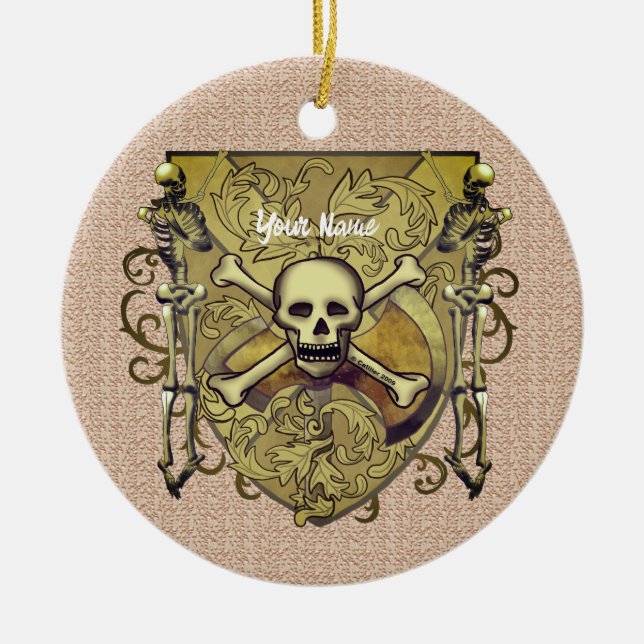Skeletons Shield  Ceramic Ornament (Front)