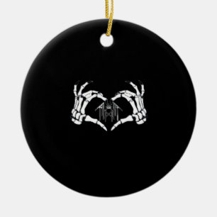 Skeletons Token Heart Hands  Ceramic Ornament