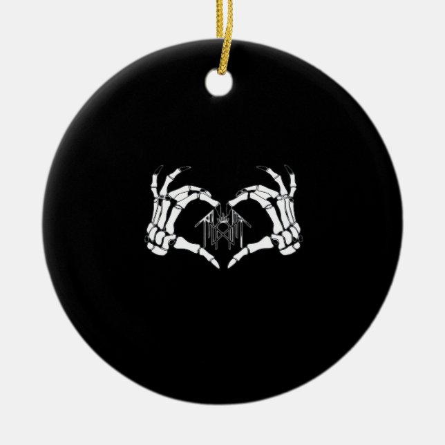 Skeletons Token Heart Hands  Ceramic Ornament (Front)