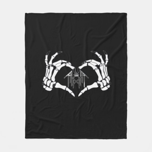 Skeletons Token Heart Hands  Fleece Blanket (Front)