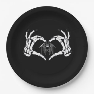 Skeletons Token Heart Hands  Paper Plate