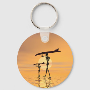Skeletons with surfboards keychain
