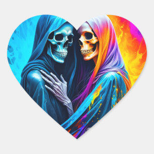 Skeletons Wrapped in a Rainbow Heart Sticker