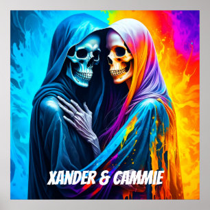 Skeletons Wrapped in a Rainbow Personalized Poster