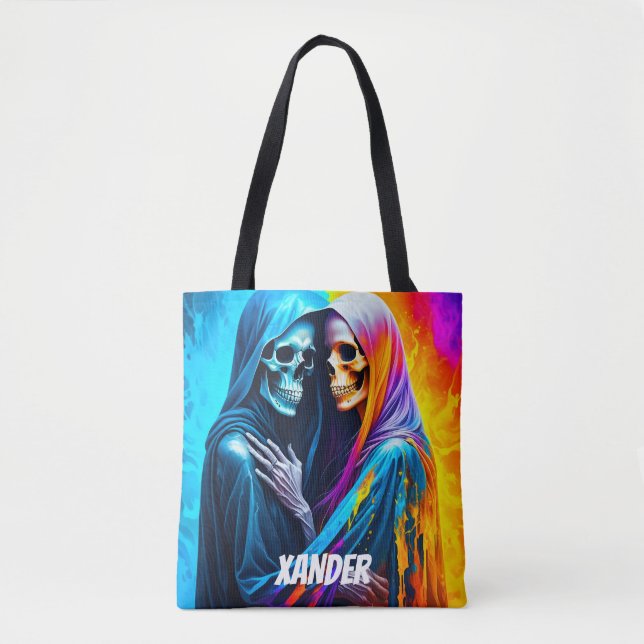 Skeletons Wrapped in a Rainbow Personalized Tote Bag (Front)