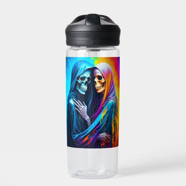 Skeletons Wrapped in a Rainbow Personalized Water Bottle (Front)