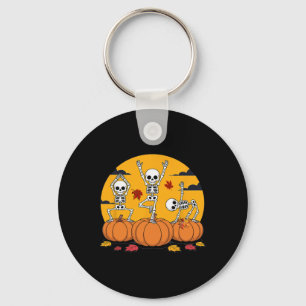 Skeletons Yoga Dancing Halloween  Keychain