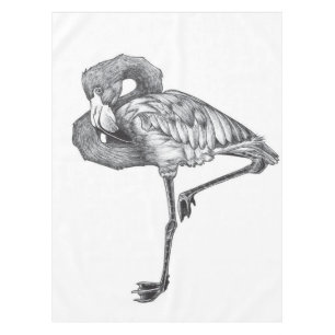 Sketch American BW Flamingo Funny Flamingo Tablecloth