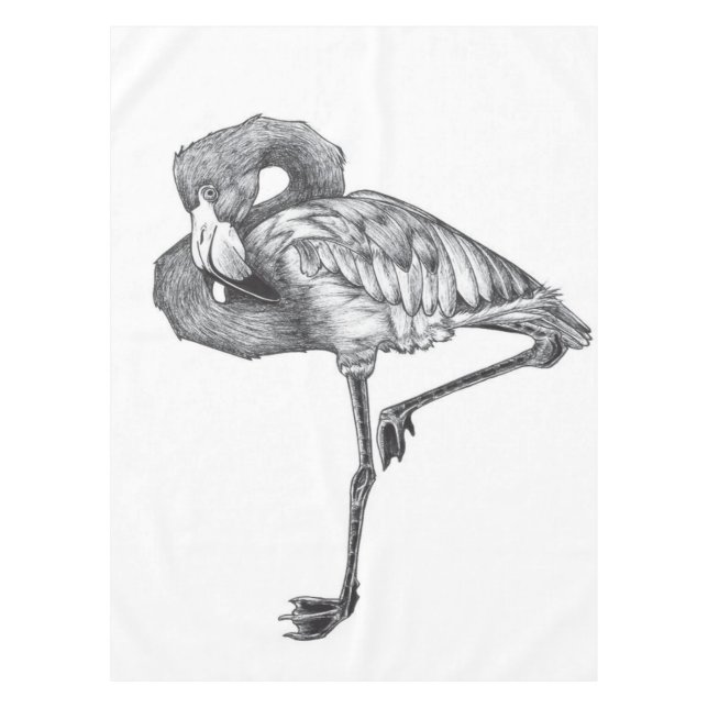 Sketch American BW Flamingo | Funny Flamingo Tablecloth (Front)