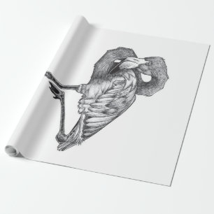 Sketch American BW Flamingo Funny Flamingo Wrapping Paper