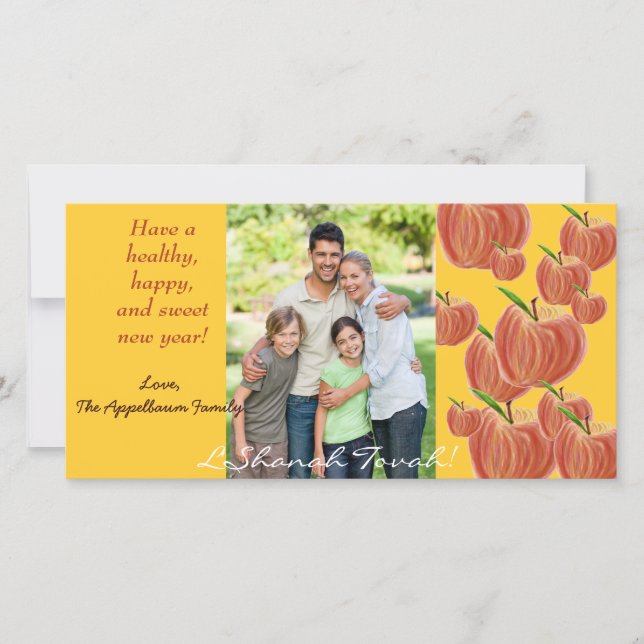 Sketch Apple Rosh Hashanah Photo Card (Front)