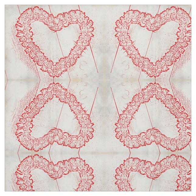 Sketch Art Heart Wreath Fabric (Swatch)