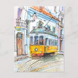 Sketch art Portugal's Trem  Postcard