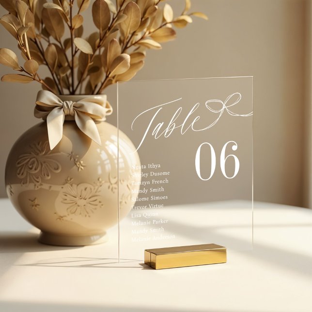 Sketch Bow Script Guest Names Seating Table Number Acrylic Sign (Sketch Bow Script Guest Names Seating Table Number Acrylic Sign)
