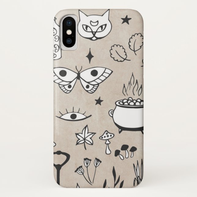 Sketch butterfly cat bottle leaves star distressed Case-Mate iPhone case (Back)