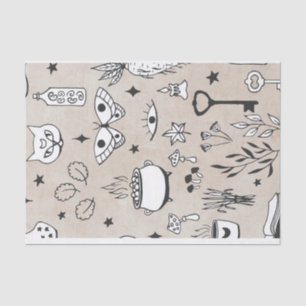 Sketch butterfly cat bottle leaves star distressed tissue paper